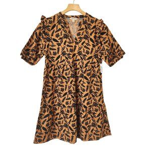 Goodthreads Linen Floral Print V-Neck Dress Summer Boho Babydoll Casual Cute